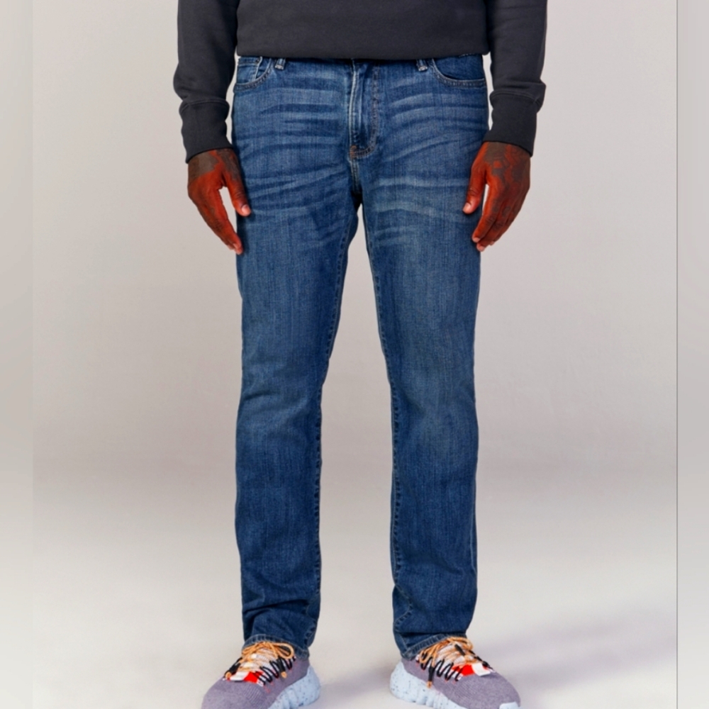 Abercrombie and Fitch Men's Straight Stretch Jeans Denim Dark Wash Sz 33 x 34